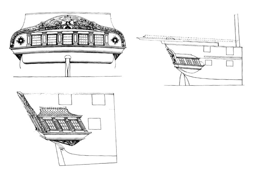 чертеж кормы фрегата паллада